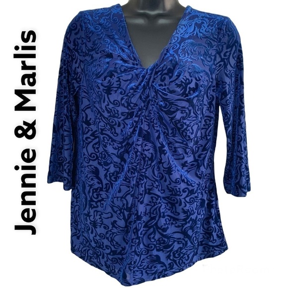 Jennie & Marlis Petite Royal Blue Twist Front Blouse Size MP - Picture 1 of 7